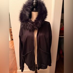 Black Faux Fur Trim Jacket